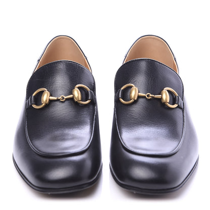 Gucci Goatskin Womens Horsebit Mid-Heel Loafers 37.5 Black 2 of 8