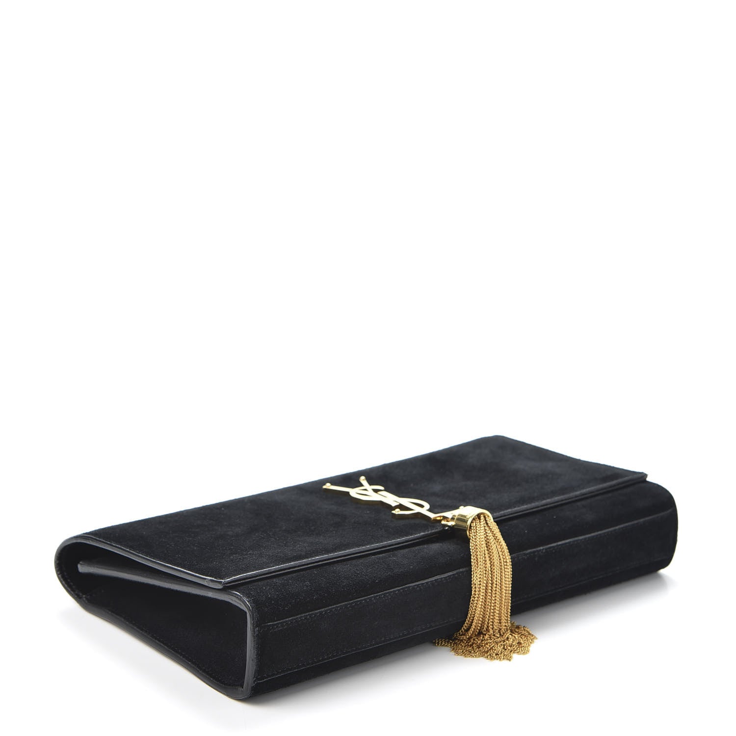 Saint Laurent Velvet Classic Monogram Tassel Clutch Black 3 of 10