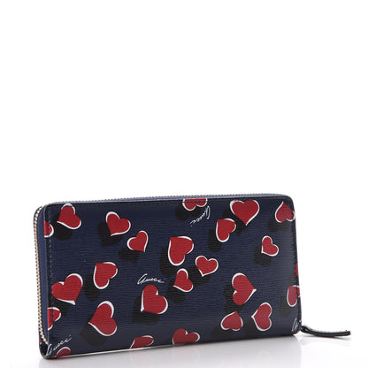 Gucci Calfskin Heartbeat Print Zip Around Wallet Blue 3 of 8