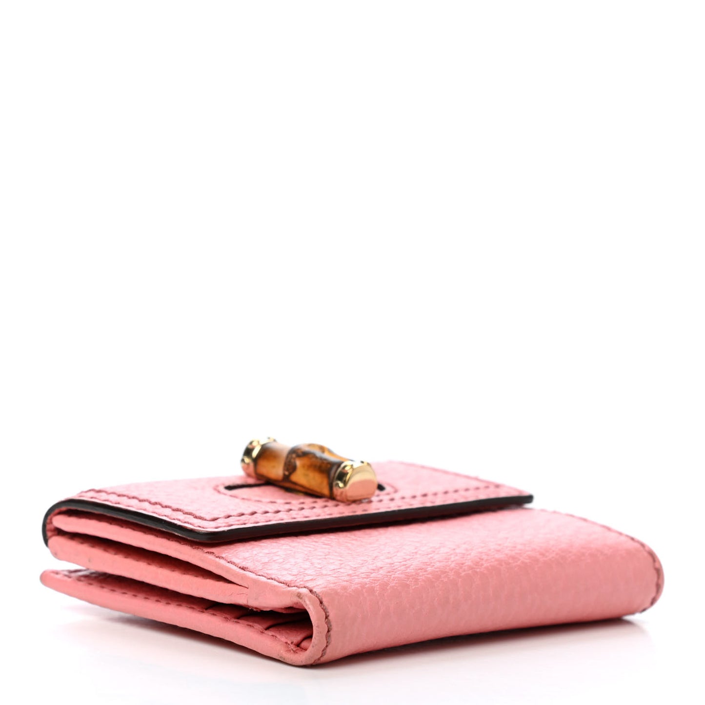Calfskin Bamboo French Wallet Pink