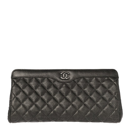 Chanel Metallic Caviar Quilted Clutch Dark Silver 1 of 10