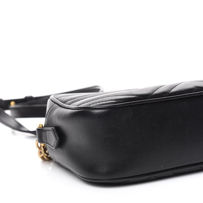 Gucci Calfskin Matelasse Small GG Marmont Chain Shoulder Bag Black 6 of 11