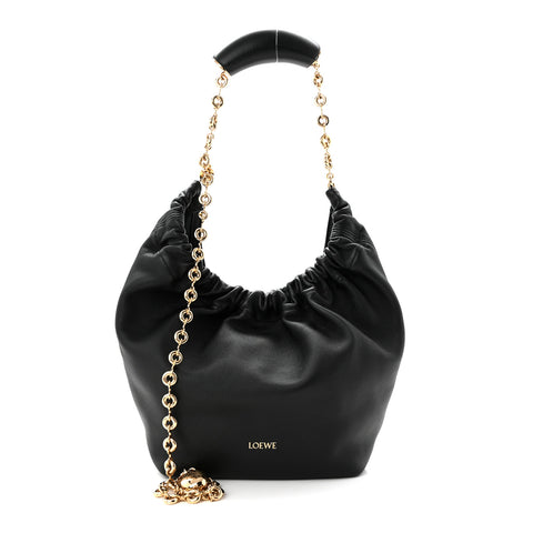 Buttery Nappa Lambskin Small Squeeze Bag Black