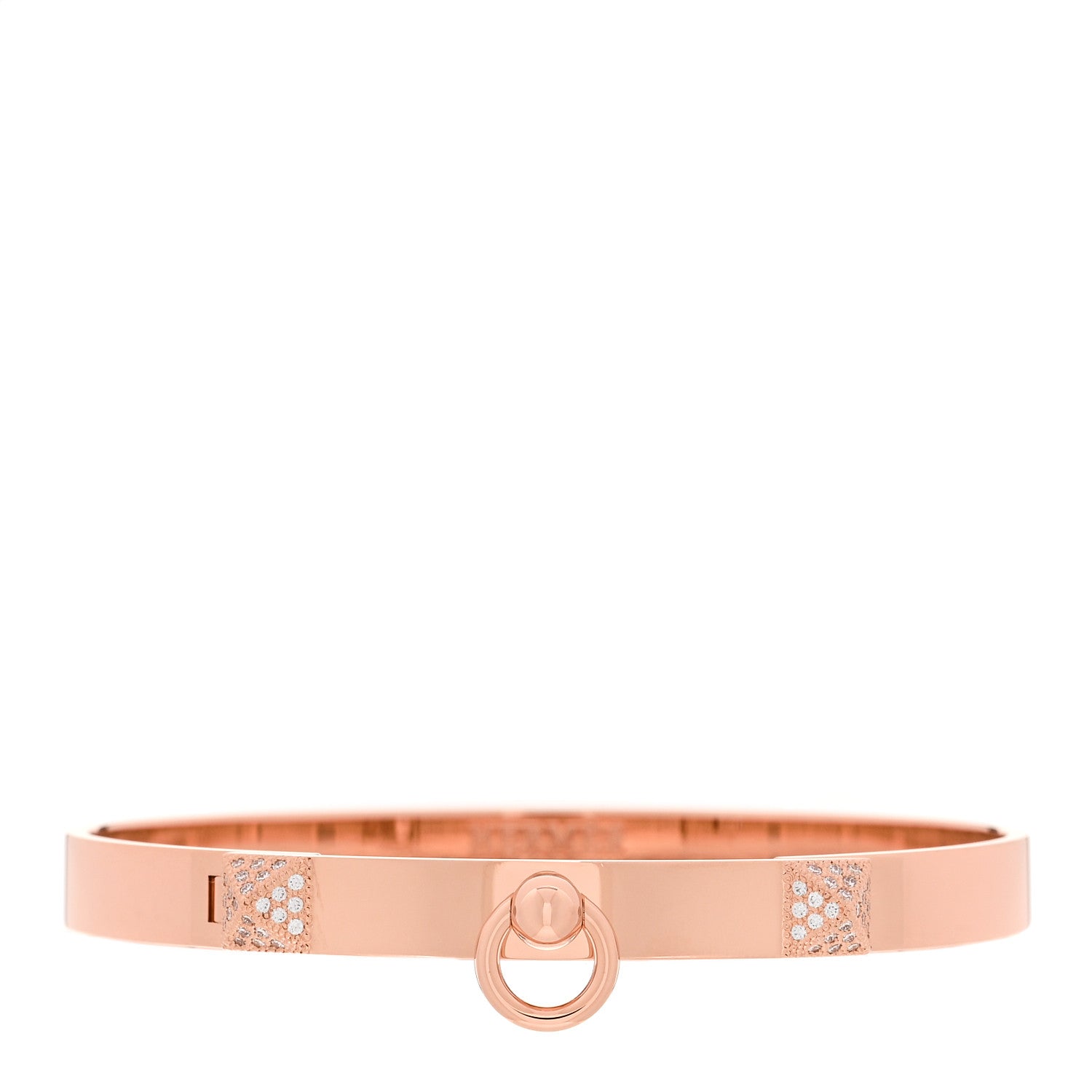 Hermes 18K Rose Gold Diamond PM Collier De Chien Bracelet ST 1 of 4