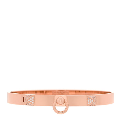Hermes 18K Rose Gold Diamond PM Collier De Chien Bracelet ST 1 of 4