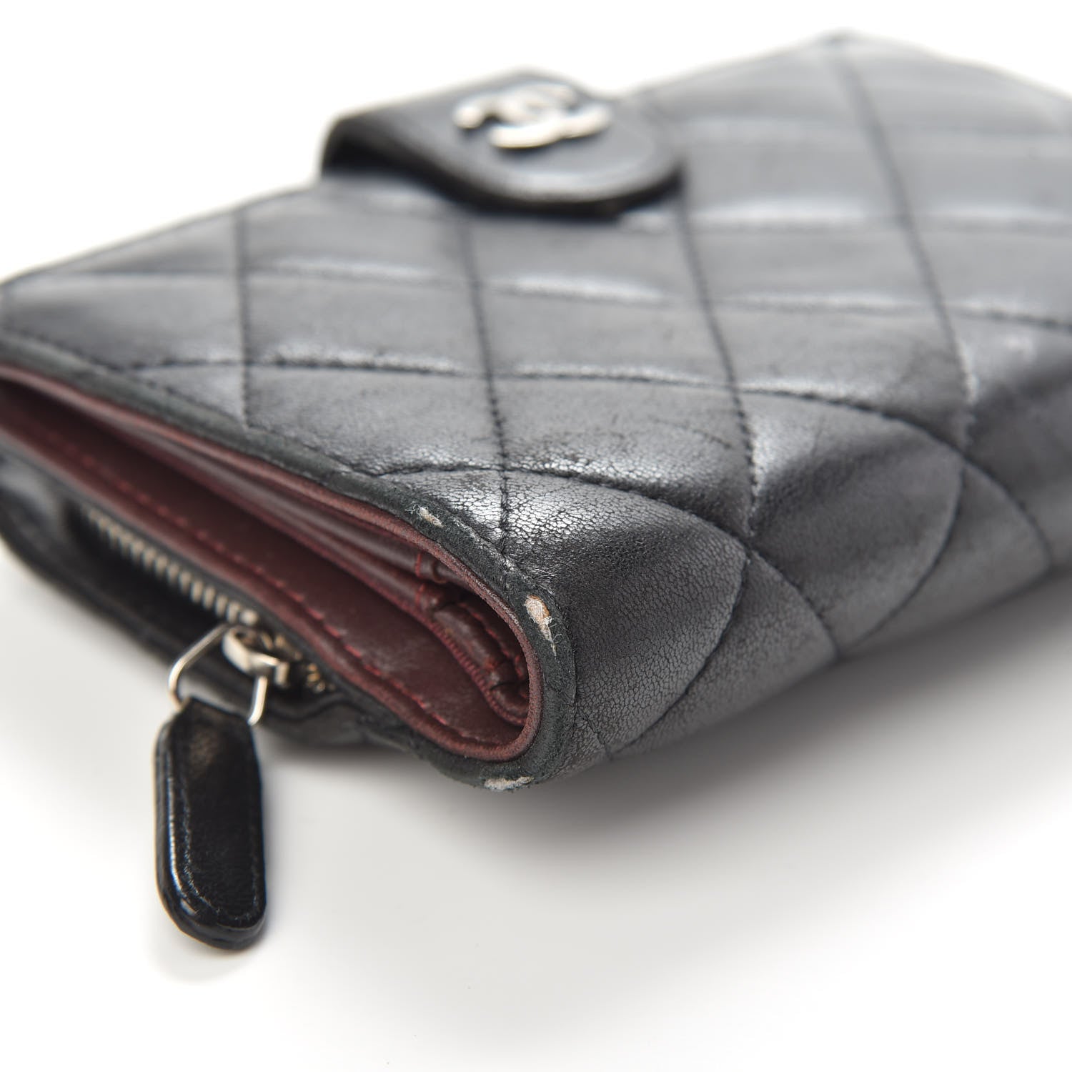 Chanel Lambskin Quilted Zipped Pocket Wallet Black 10 of 15