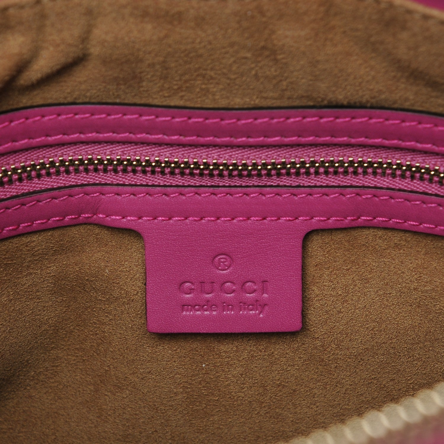 Gucci GG Supreme Monogram Moon Calfskin Small Zip Top Tote Beige Ebony Hibiscus Red New Rosette 6 of 7