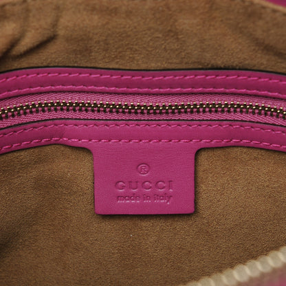 Gucci GG Supreme Monogram Moon Calfskin Small Zip Top Tote Beige Ebony Hibiscus Red New Rosette 6 of 7