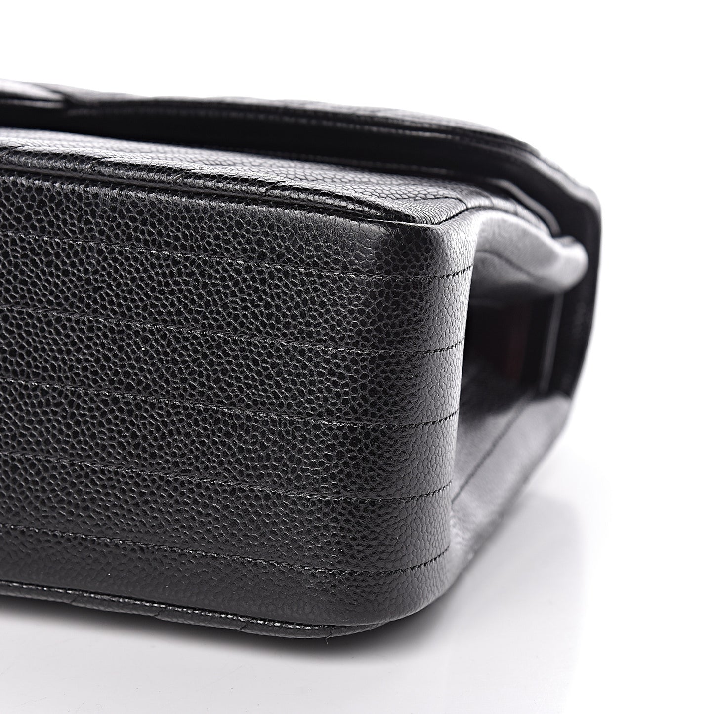 Caviar Chevron Quilted Jumbo Double Flap Black