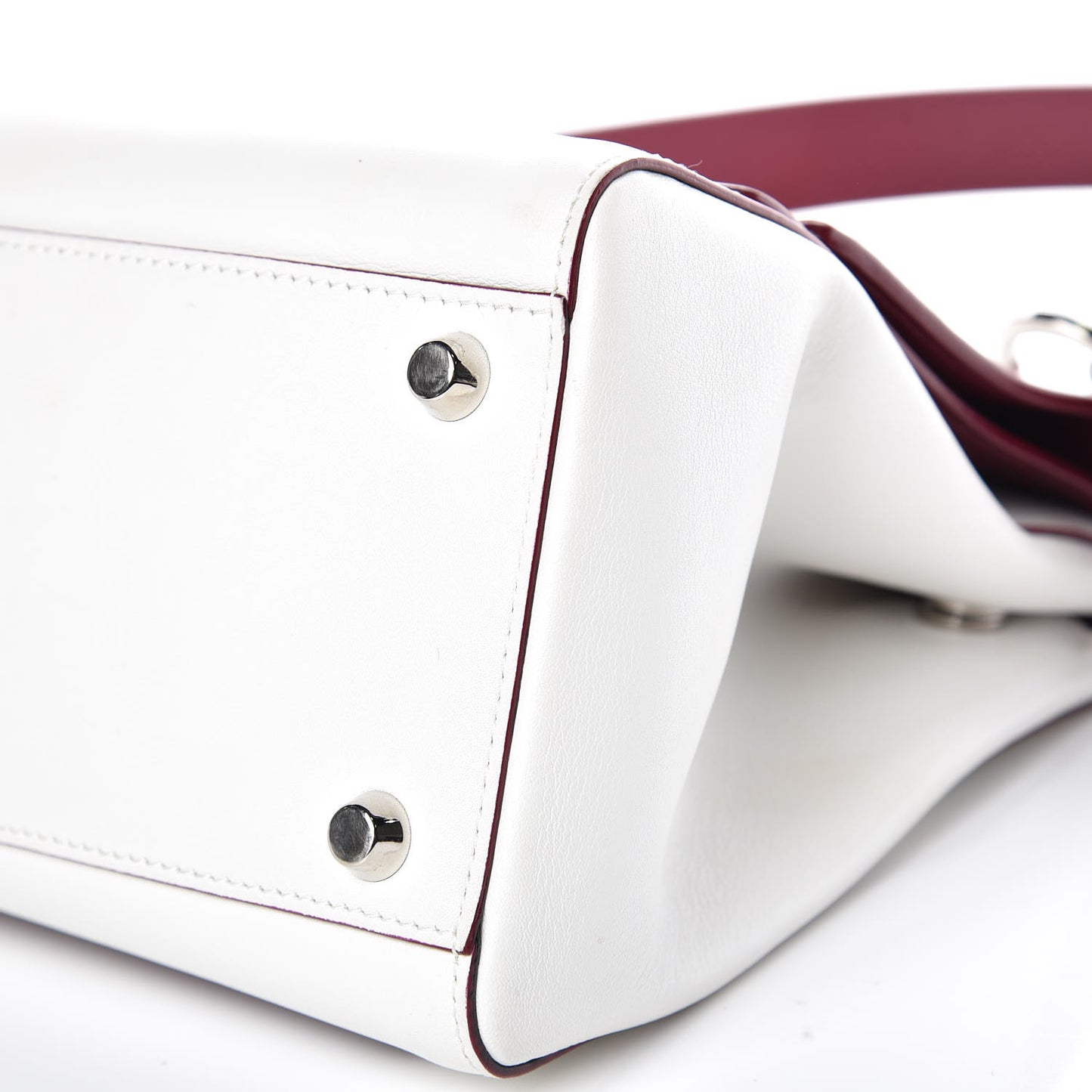 Calfskin Be Dior Double Flap White Burgundy