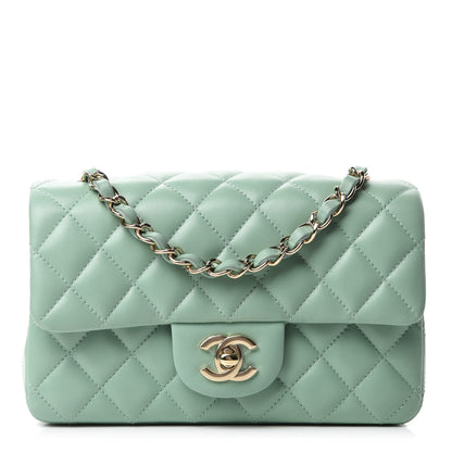 Chanel Lambskin Quilted Mini Rectangular Flap Light Green 1 of 11