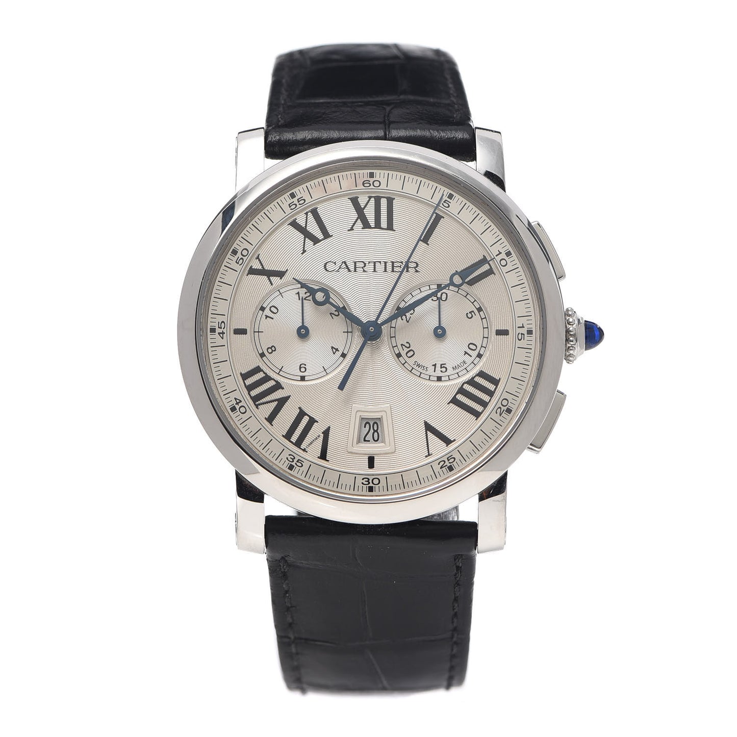 Stainless Steel Alligator 40mm Rotonde Cartier Automatic Watch