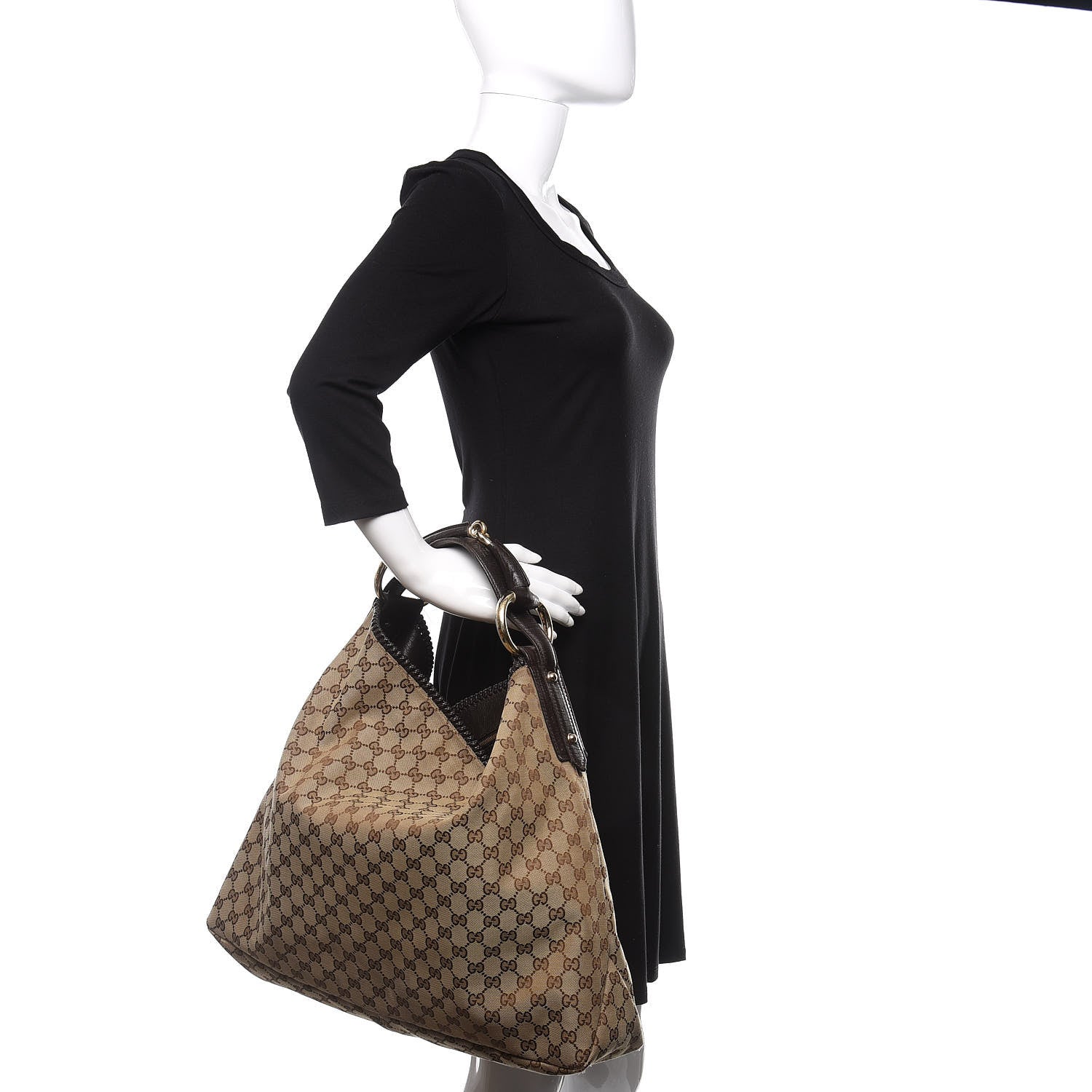 Gucci Monogram Large Horsebit Chain Hobo Dark Brown 2 of 17