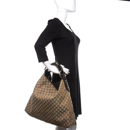 Gucci Monogram Large Horsebit Chain Hobo Dark Brown 2 of 17