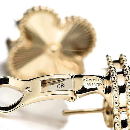 Van Cleef & Arpels 18K Yellow Gold Guilloche Vintage Alhambra Earrings 3 of 5