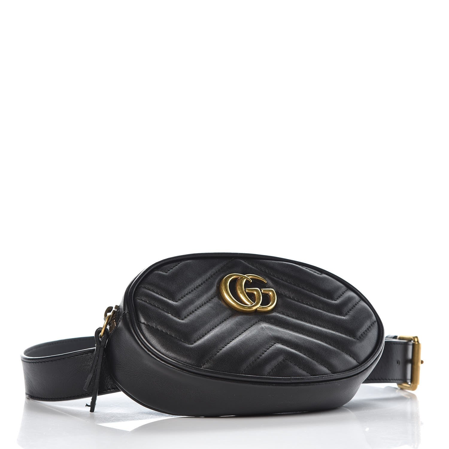 Gucci Calfskin Matelasse GG Marmont Belt Bag 85 34 Black 3 of 12
