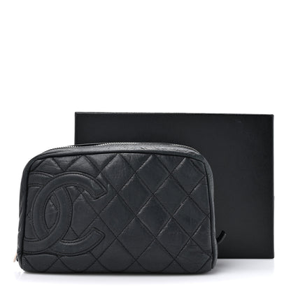 Chanel Aged Calfskin Quilted Cambon Cosmetic Case Argent Clair 10 of 10