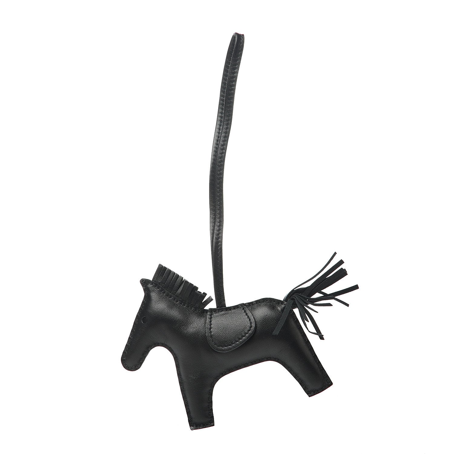 Hermes Milo Lambskin Grigri Rodeo Horse Bag Charm MM So Black 1 of 5
