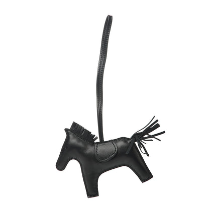 Hermes Milo Lambskin Grigri Rodeo Horse Bag Charm MM So Black 1 of 5