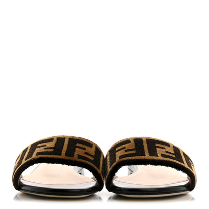 Fendi Velvet FF Flat Slide Sandals 36.5 Tobacco 3 of 8