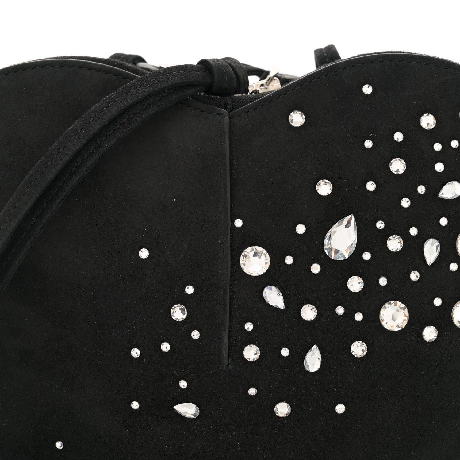 Alaia Suede Crystal Embellished Le Coeur Bag Black 6 of 8