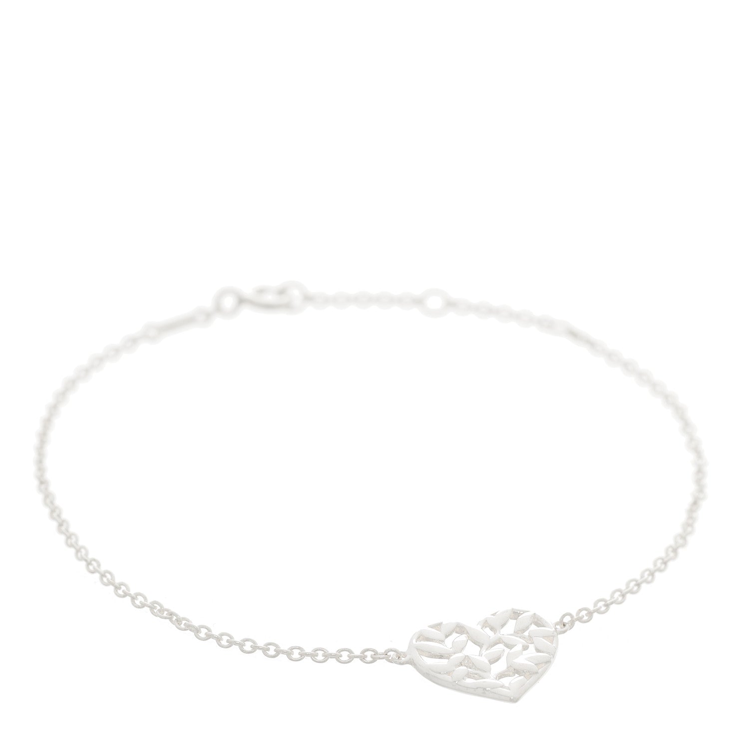 Tiffany Sterling Silver Paloma Picasso Olive Leaf Heart Bracelet 1 of 5