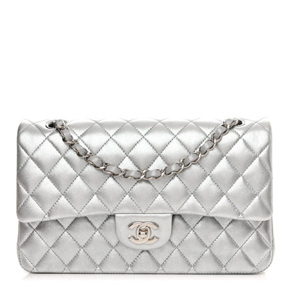 Chanel Metallic Lambskin Quilted Medium Double Flap Silver 1 of 11