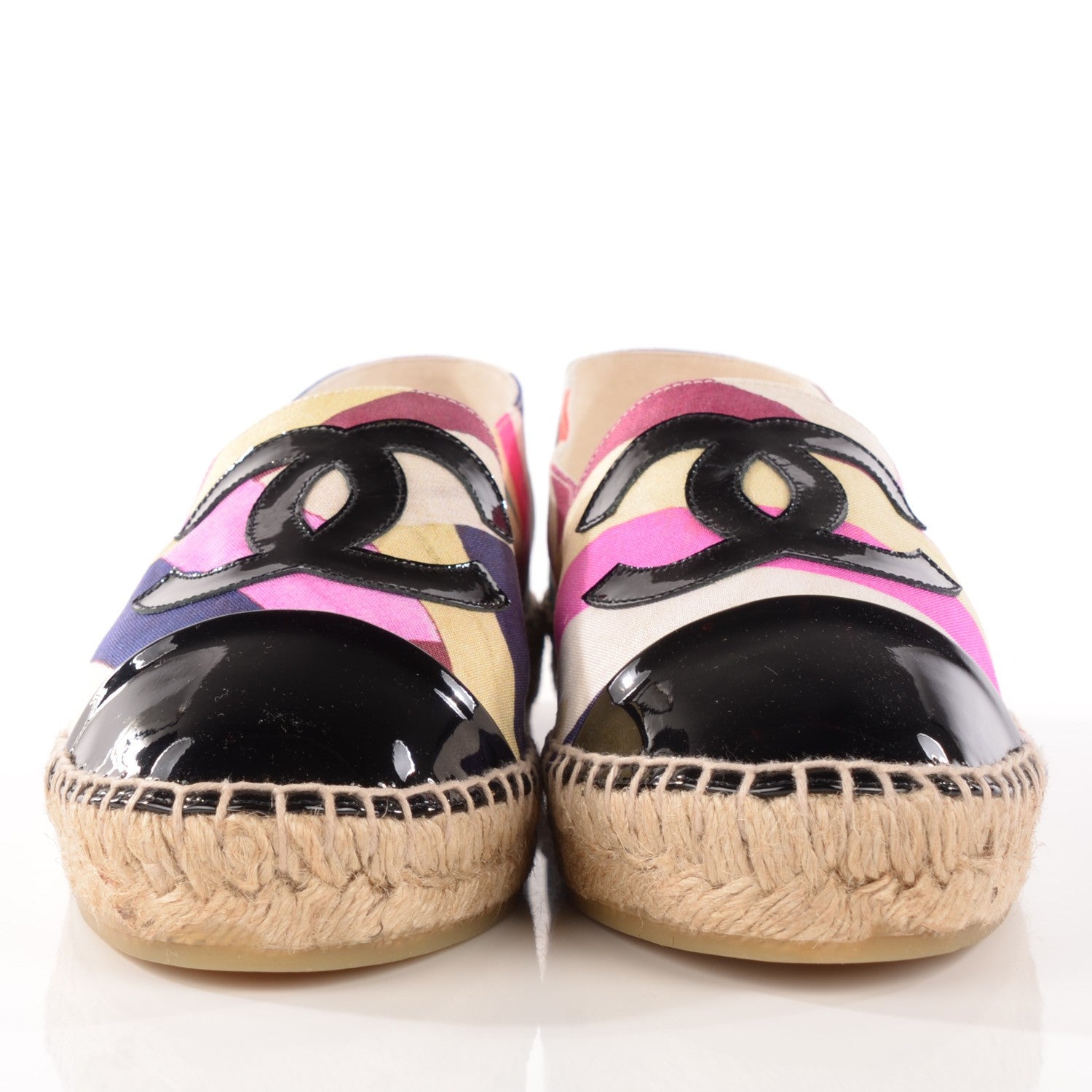 Chanel Toile Striped CC Espadrilles 38 Multicolor Black 2 of 9