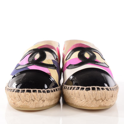 Chanel Toile Striped CC Espadrilles 38 Multicolor Black 2 of 9