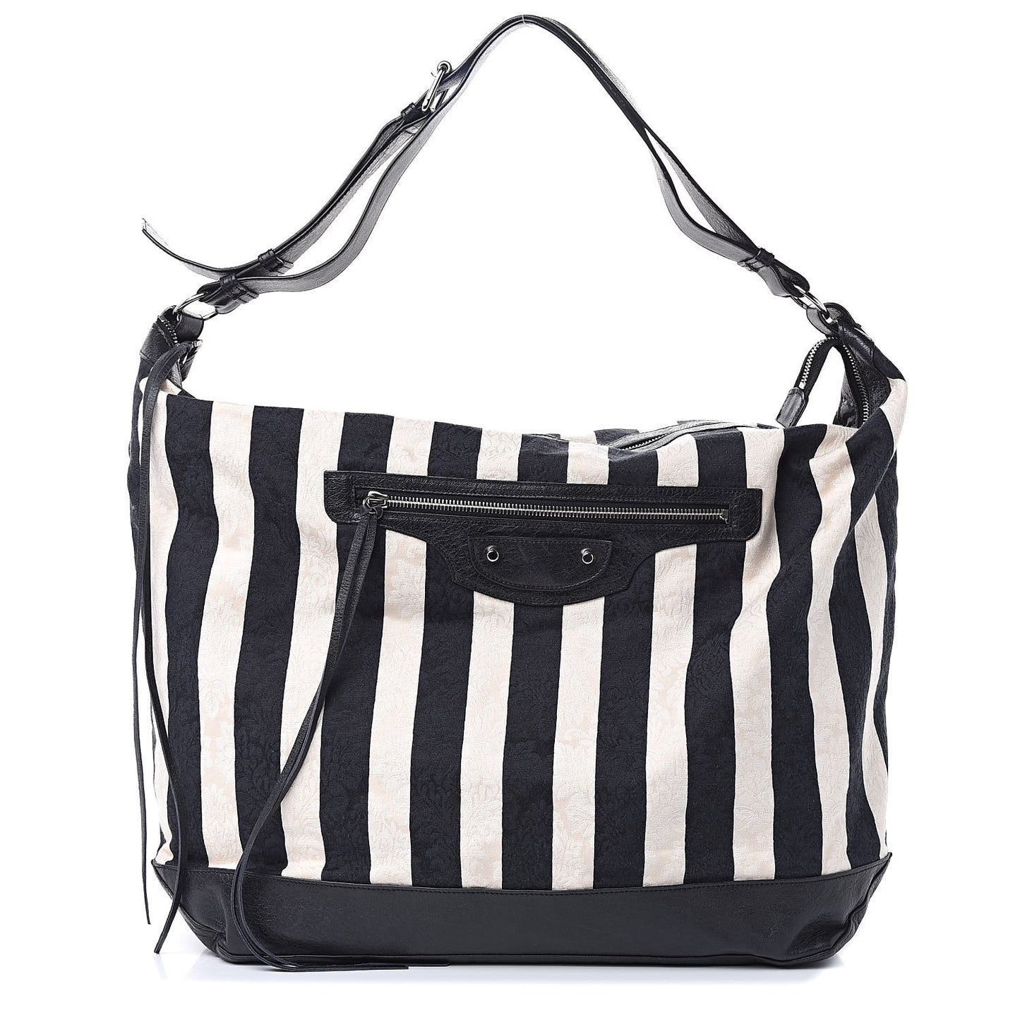 Agneau Damask Stripe Courier Black White