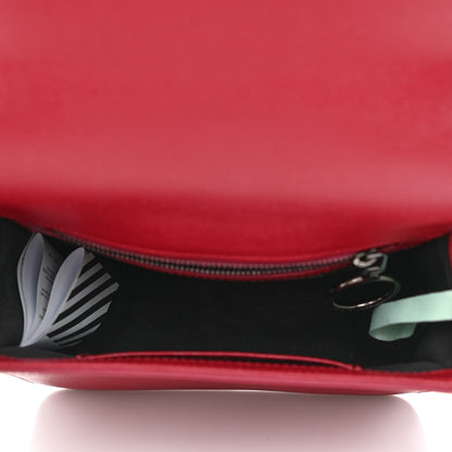 Off-White Saffiano Binder Clip Flap Shoulder Bag Red 5 of 11