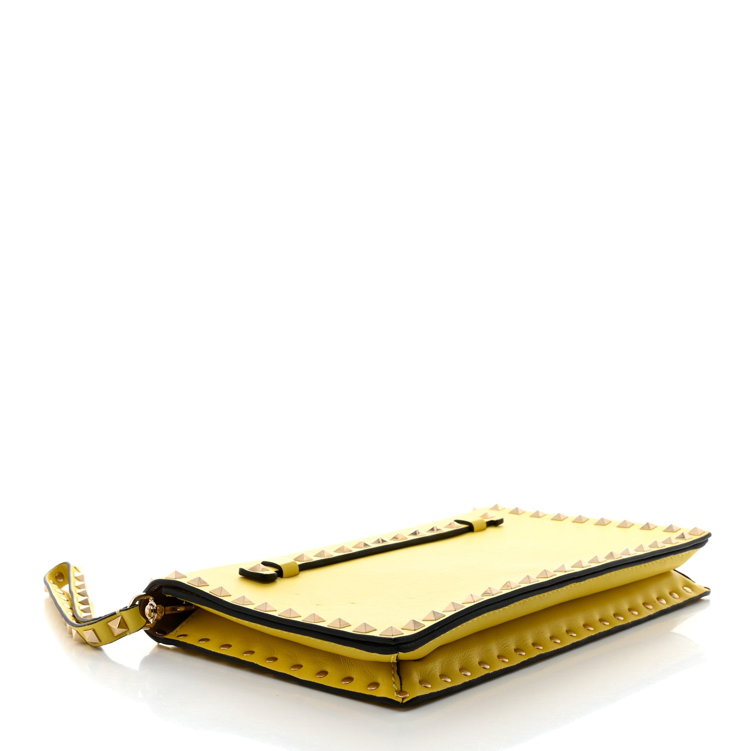 Valentino Garavani Nappa Rockstud Wristlet Clutch Naples Yellow 4 of 9