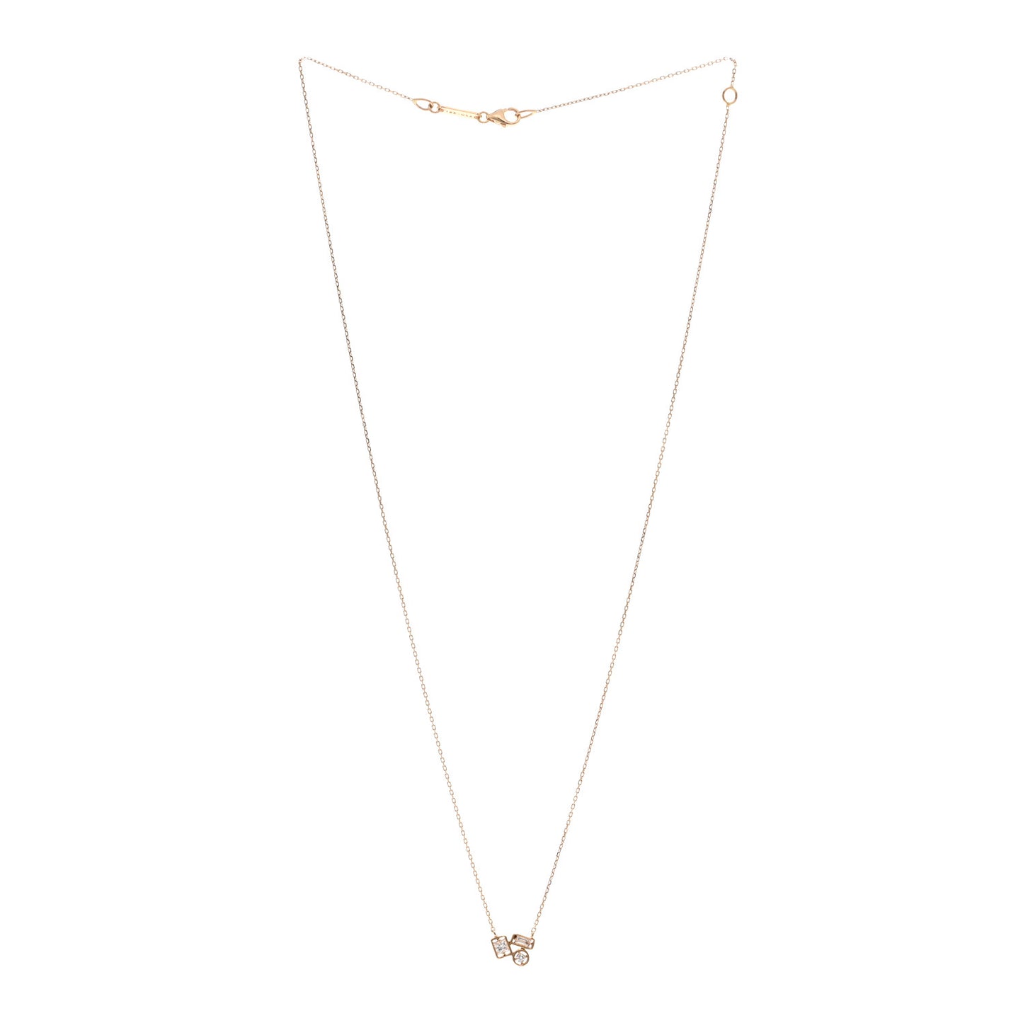 18K Rose Gold Diamond Mini Inlay Pendant Necklace