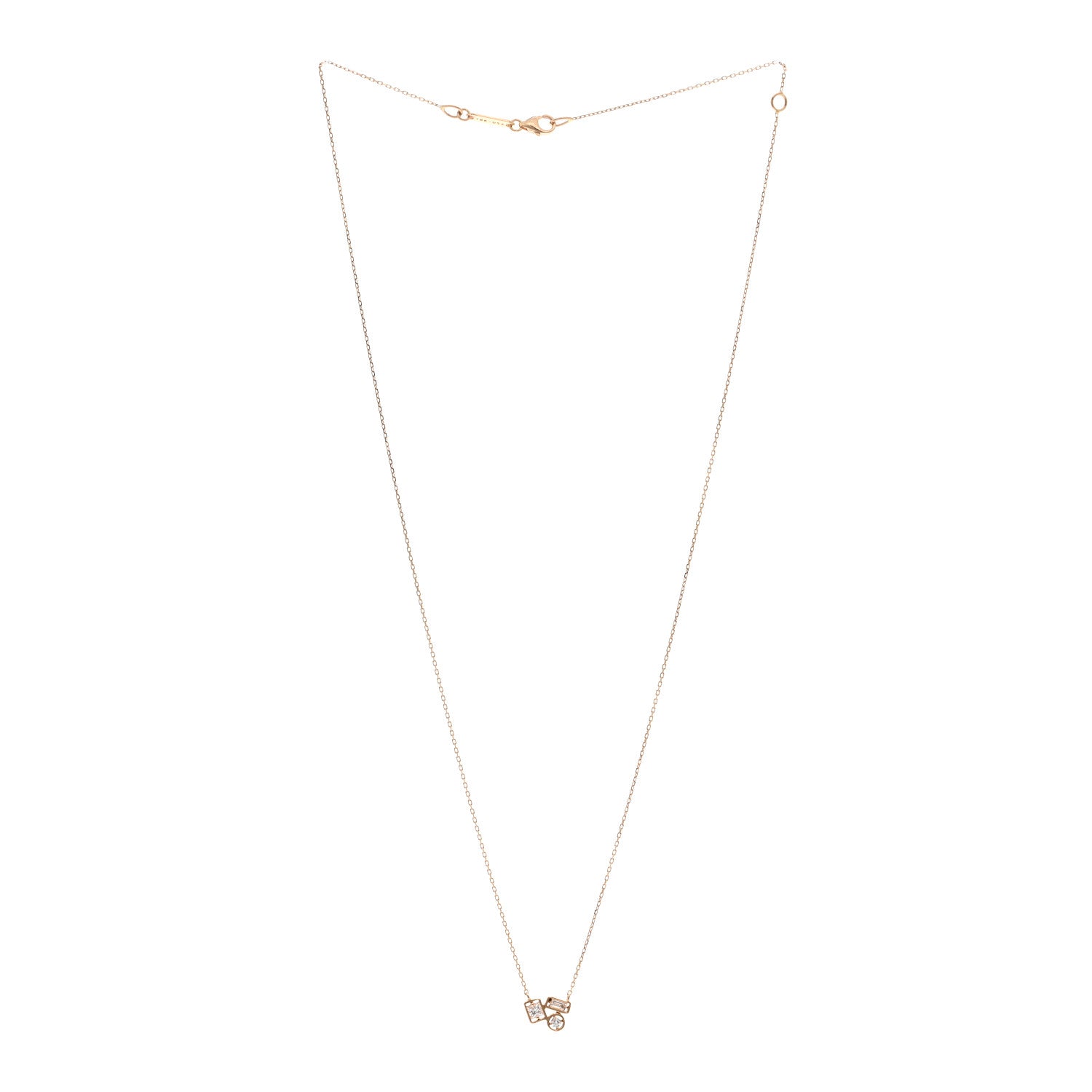 Suzanne Kalan 18K Rose Gold Diamond Mini Inlay Pendant Necklace 3 of 5