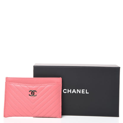Chanel Caviar Chevron Quilted Card Holder Pink 11 of 11