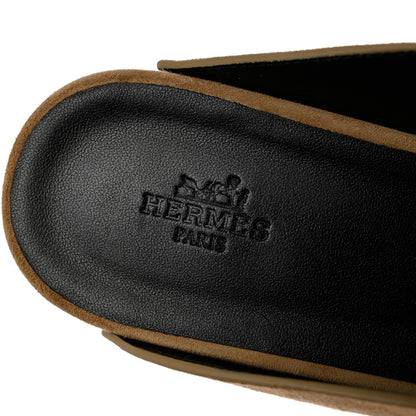 Hermes Suede Goatskin Calya Mules 40 in Beige Gobi 6 of 9