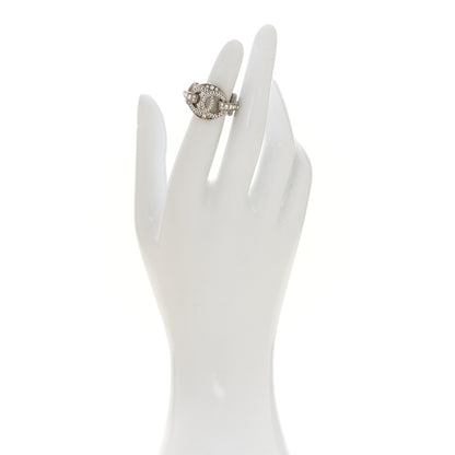 Chanel Metal Crystal CC Ring Silver 2 of 5