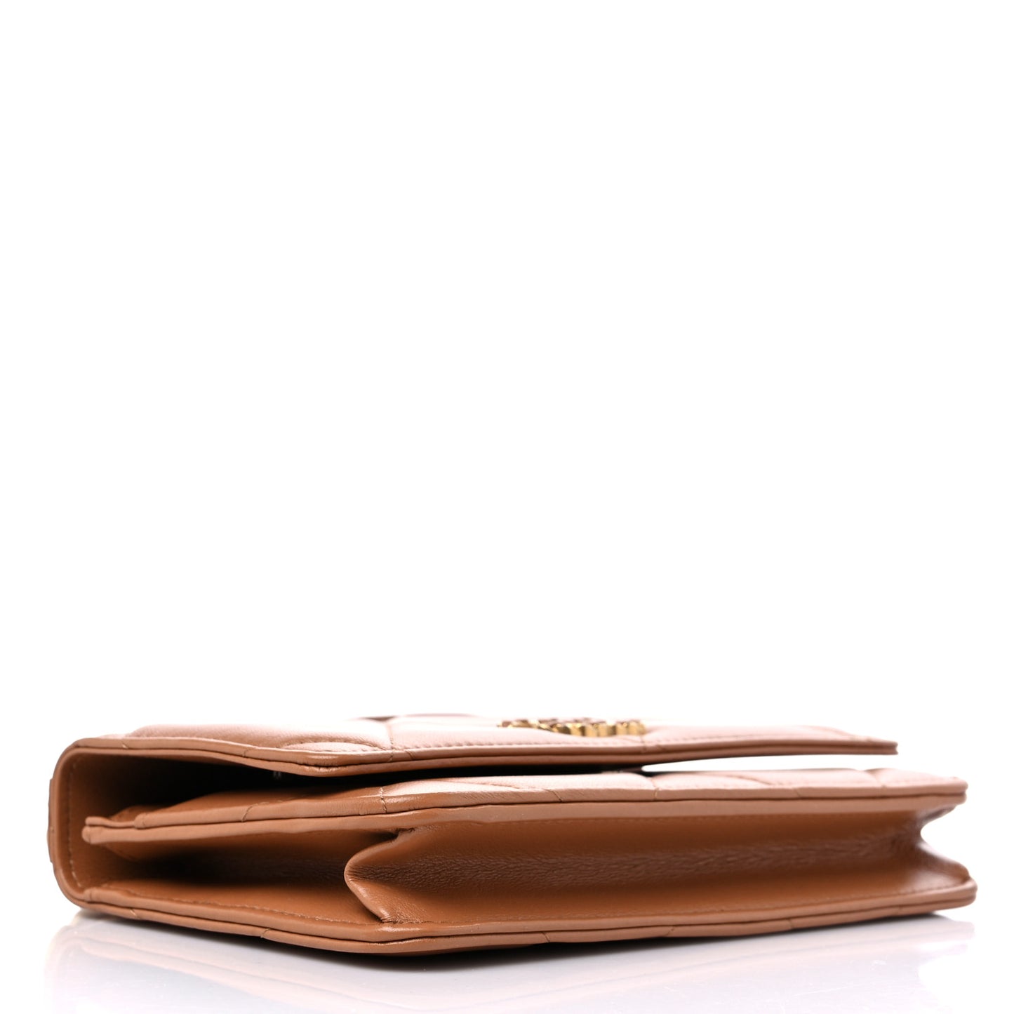 Lambskin Quilted Chanel 19 Wallet On Chain WOC Brown