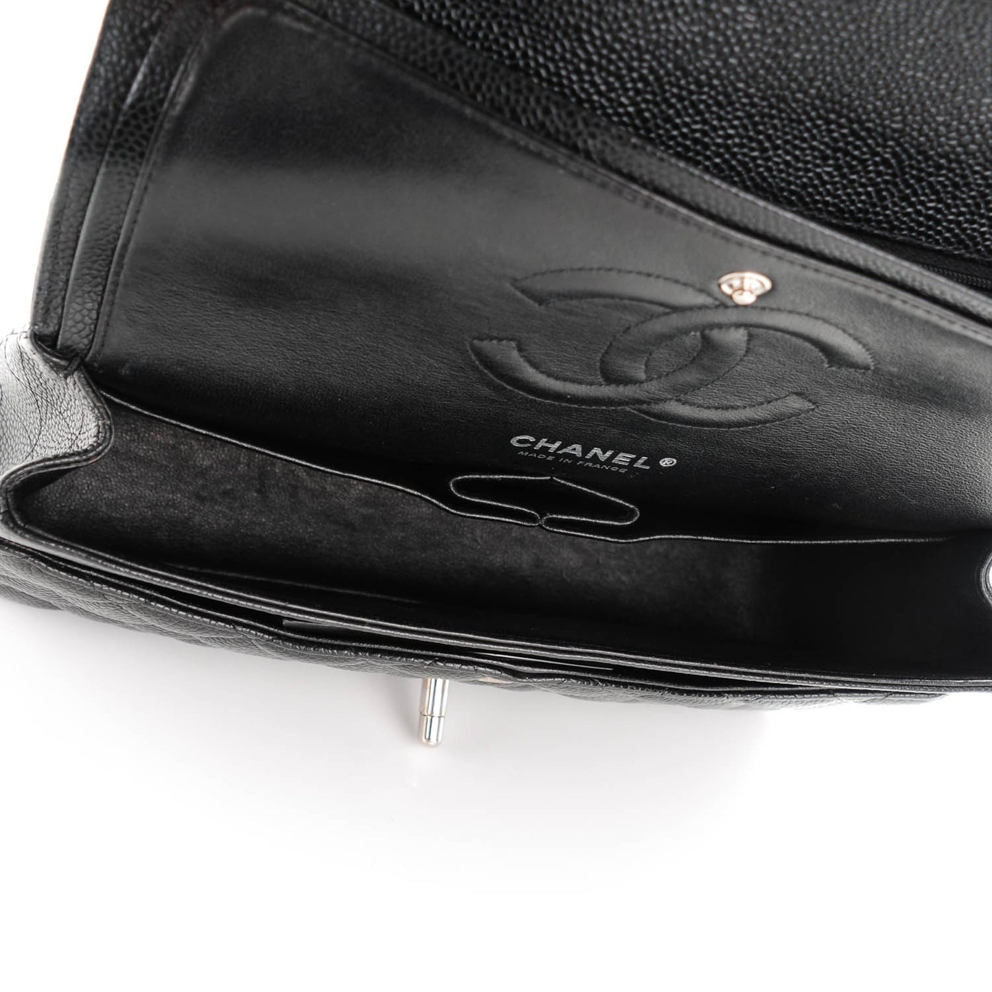 Caviar Quilted Medium Double Flap Black
