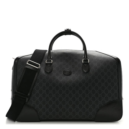 Gucci GG Supreme Monogram Azalea Calfskin Retro Interlocking G Large Duffle Bag Black Grey 1 of 13