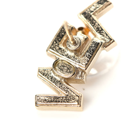 Chanel Crystal Pearl Signature Stud Earrings Gold 4 of 5