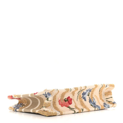 Christian Dior Canvas Embroidered Hibiscus Printed Mini Book Tote Beige Multicolor 4 of 14