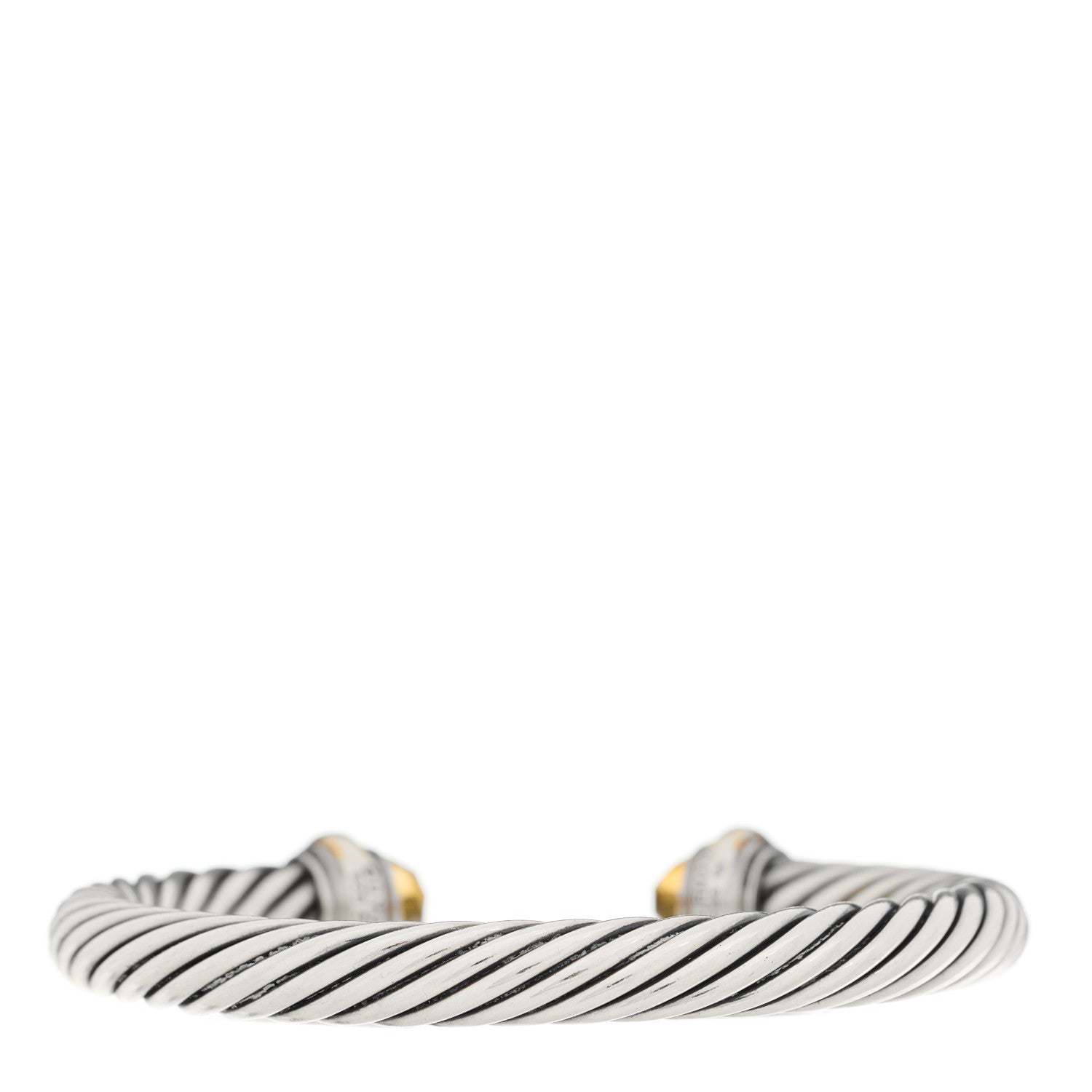 David Yurman Sterling Silver 14K Yellow Gold Citrine 7mm Cable Classics Bracelet 2 of 3