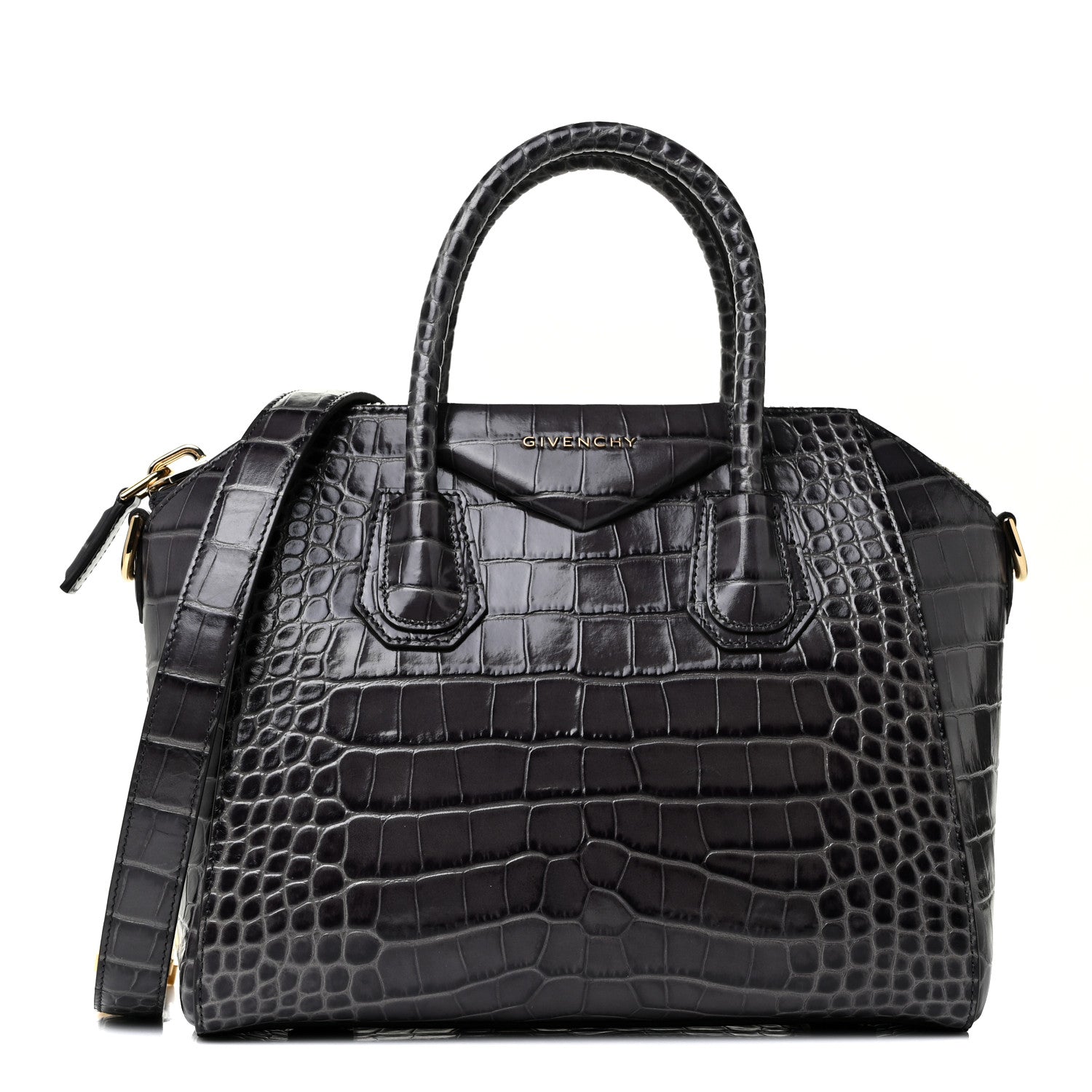 Givenchy Calfskin Crocodile Embossed Small Antigona Storm Grey 1 of 9