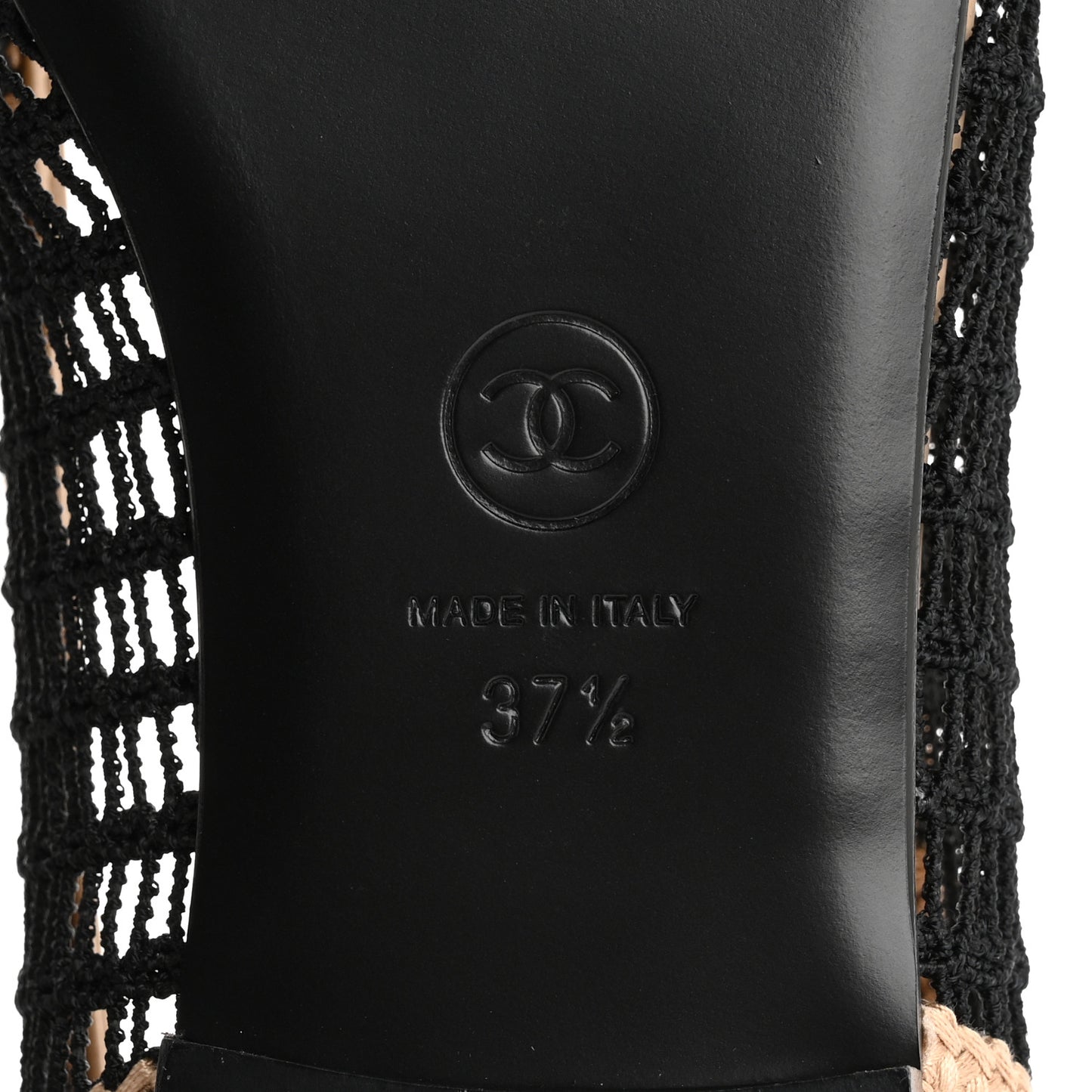 Raffia Cap Toe Ballerina Flats 37.5 Black Beige