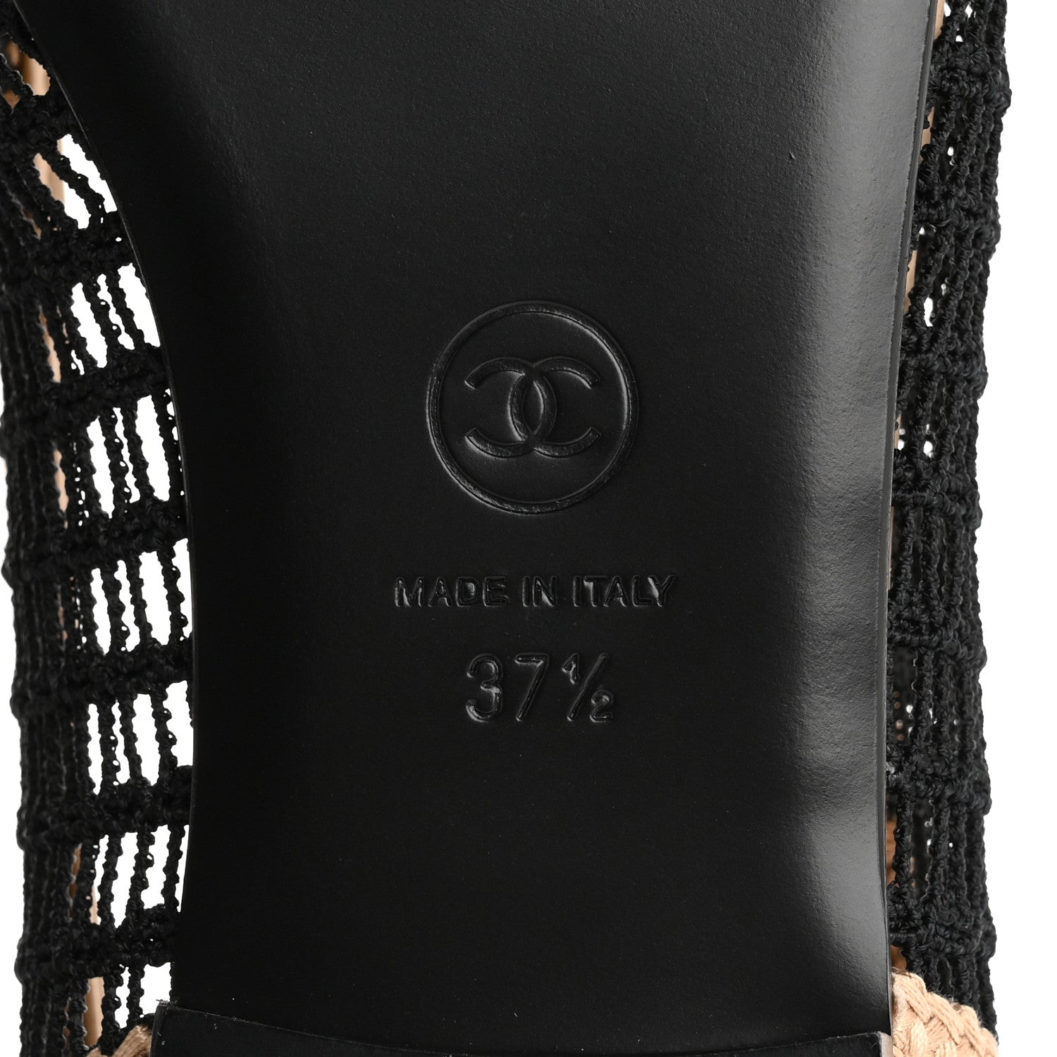 Chanel Raffia Cap Toe Ballerina Flats 37.5 Black Beige 8 of 9