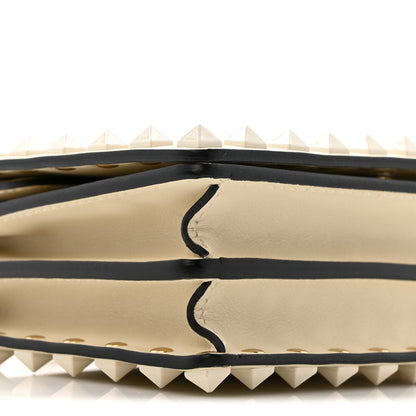 Valentino Garavani Calfskin Lacquer Monochrome Rockstud Wallet On Chain Ivory 10 of 11