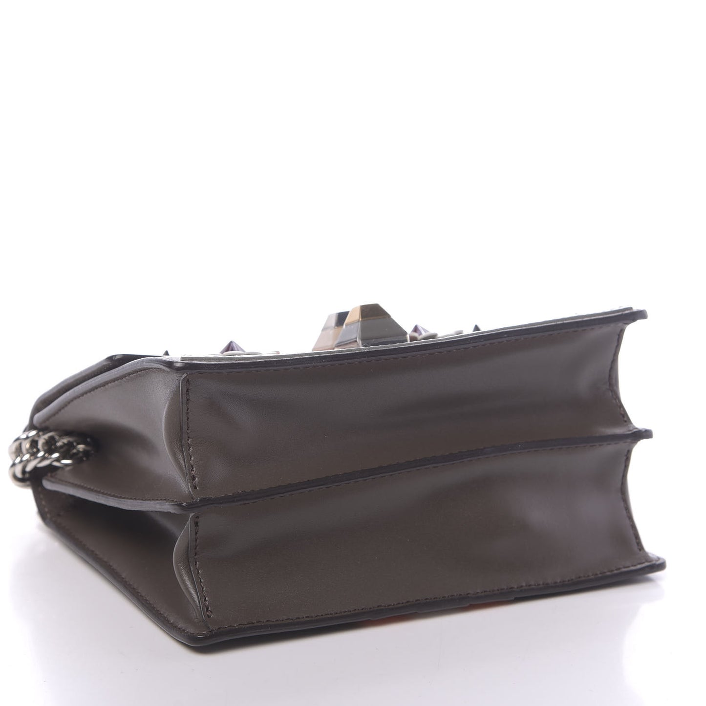 Vitello Liberty Lucido Catalan Mirror Hypnoteyes Studded Small Kan I Shoulder Bag Carbone Arancio Multicolor