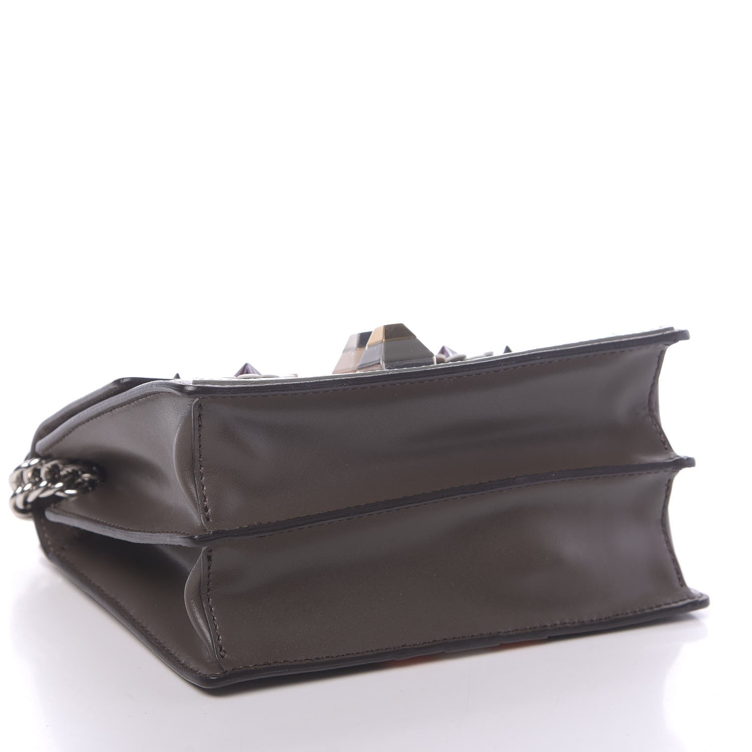 Fendi Vitello Liberty Lucido Catalan Mirror Hypnoteyes Studded Small Kan I Shoulder Bag Carbone Arancio Multicolor 4 of 10