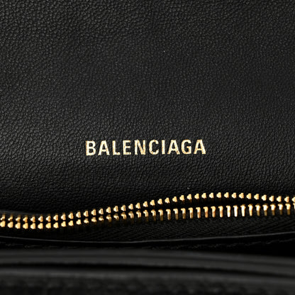 Balenciaga Extra Supple Calfskin Crocodile Embossed Small Crush Chain Bag Black 6 of 10